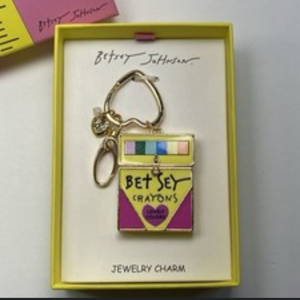 Betsey Johnson Crayon Box Keychain - Pink and Yellow